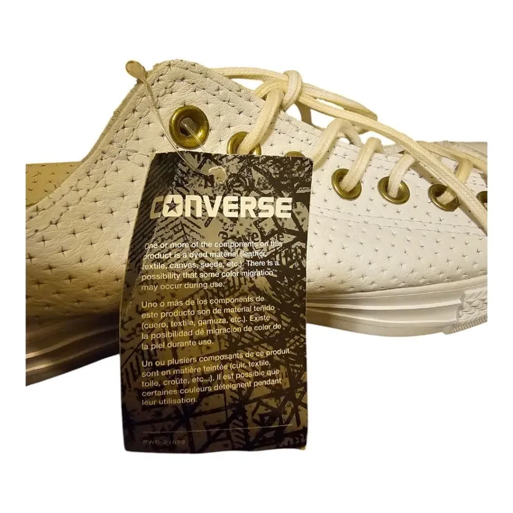 NWT CONVERSE ALL STAR Perforated White Leather Chucks - Size 11‎